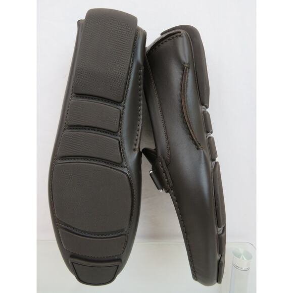 BALLY DRULIO DARK BROWN CHOCOLATE LEATHER METAL LOGO DRIVING LOAFERS US 11 D main image 13